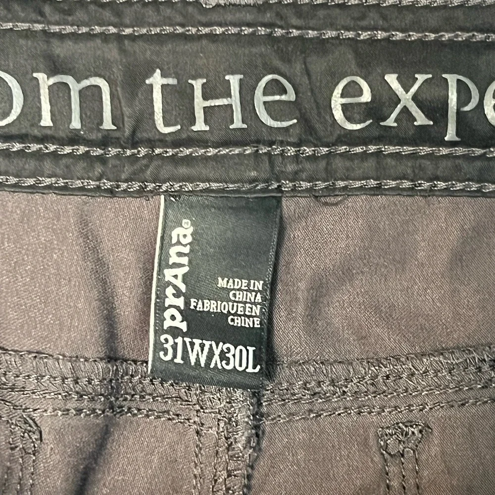 Prana Stetch Zion Straight Pant Mens 31x30 Gray Cargo Belted Hiking Outdoors